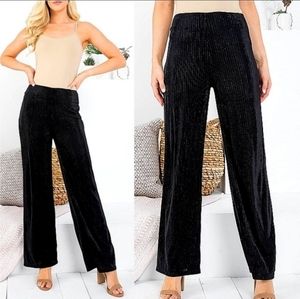 Black velvet pants with silver detail